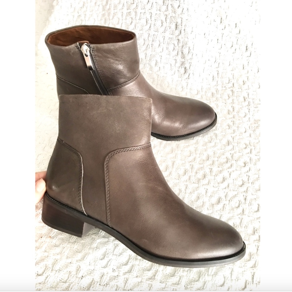 Franco Sarto Women Ankle Bootie Leather Iron Brown
